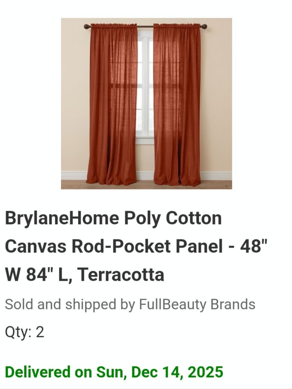 Brylane Home Terracotta Decorative Curtain Panels